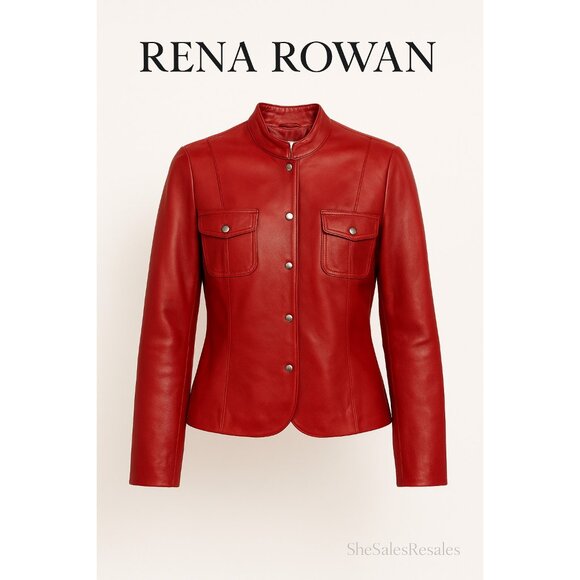 Rena Rowan | Tops | Vintage Rena Rowan Red Genuine Leather Shacket ...